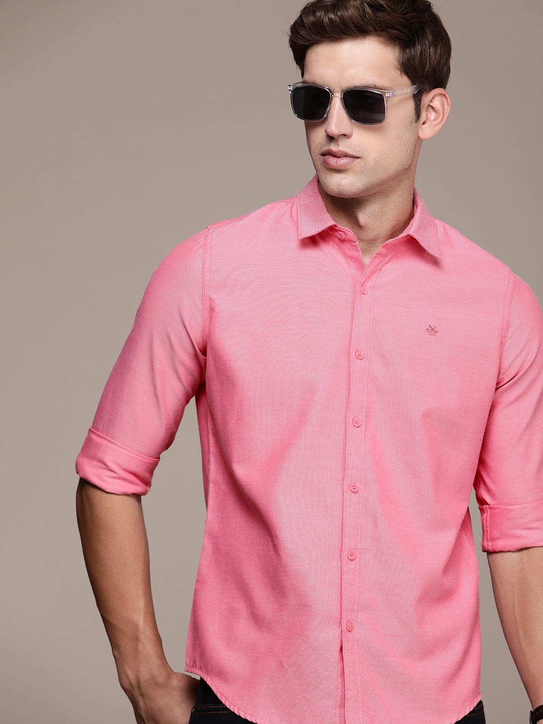 

WROGN Slim Fit Casual Shirt, Pink