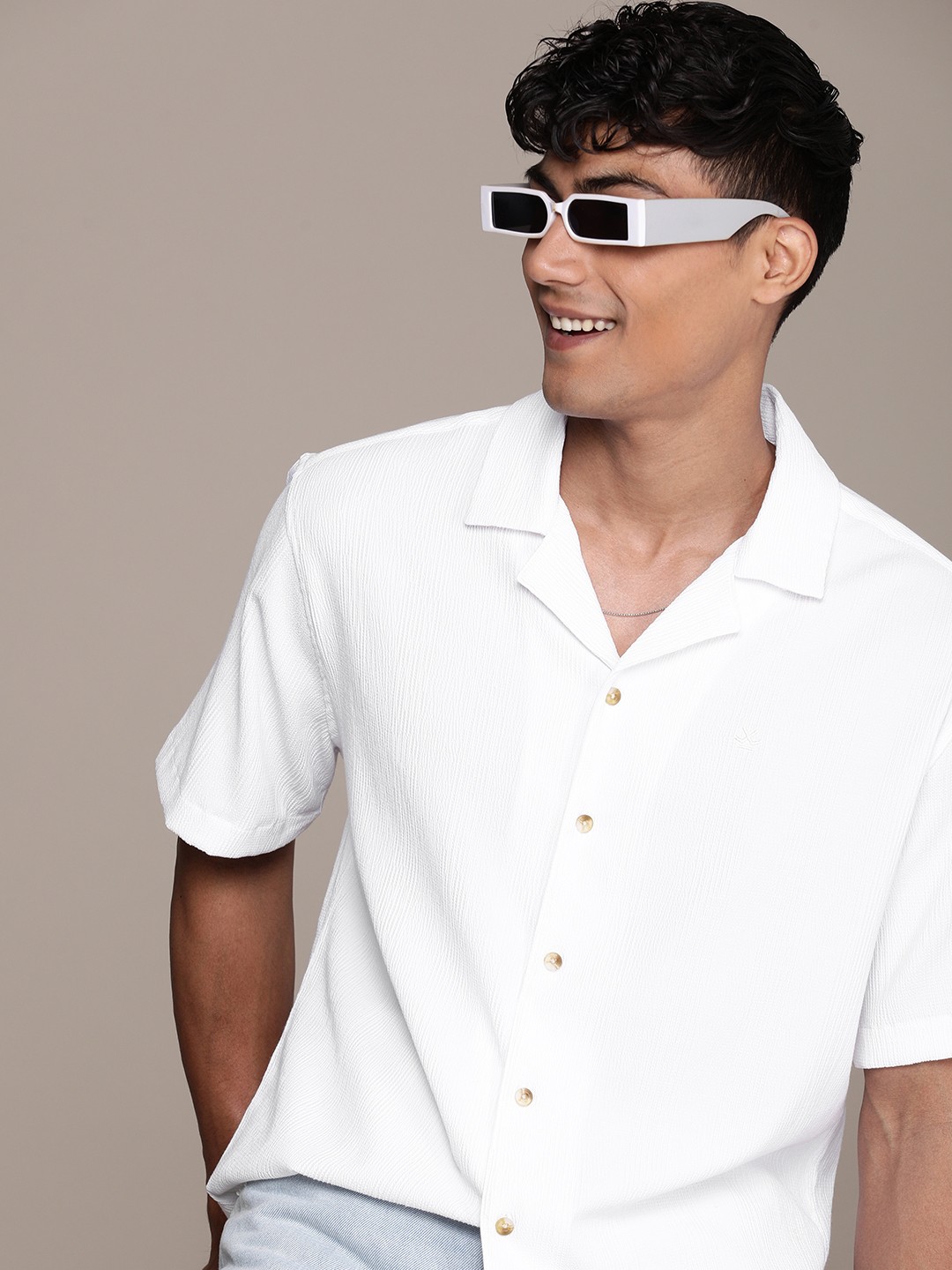 

WROGN Solid Casual Shirt, White