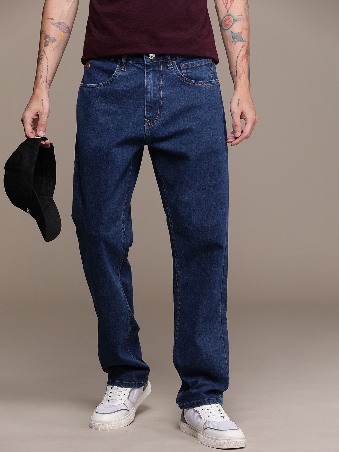 

WROGN Men Anti Fit Stretchable Jeans, Navy blue