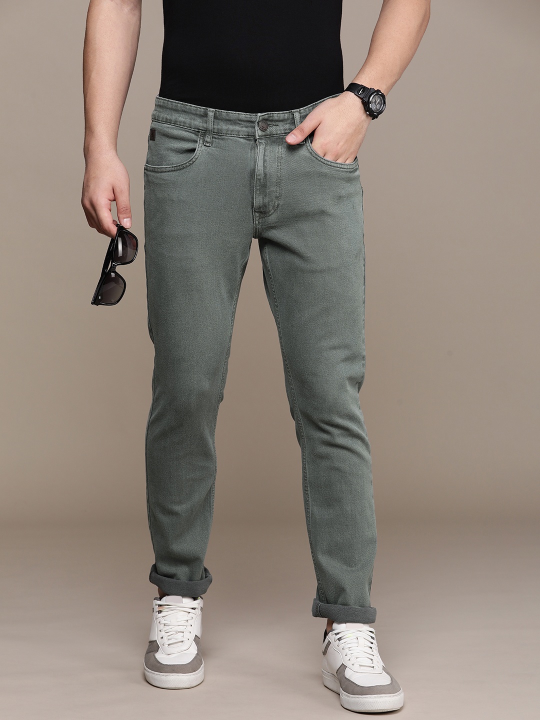 

WROGN Men Slim Fit Stretchable Jeans, Green