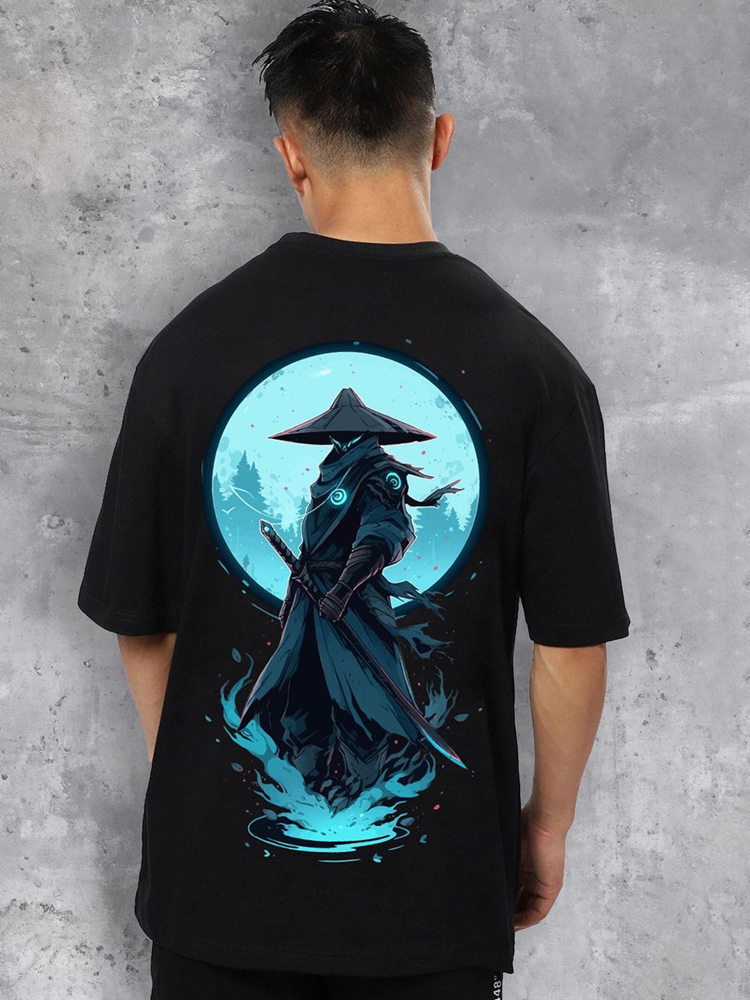 

fanideaz Graphic Printed Casual Pure Cotton Oversized T-shirt, Black