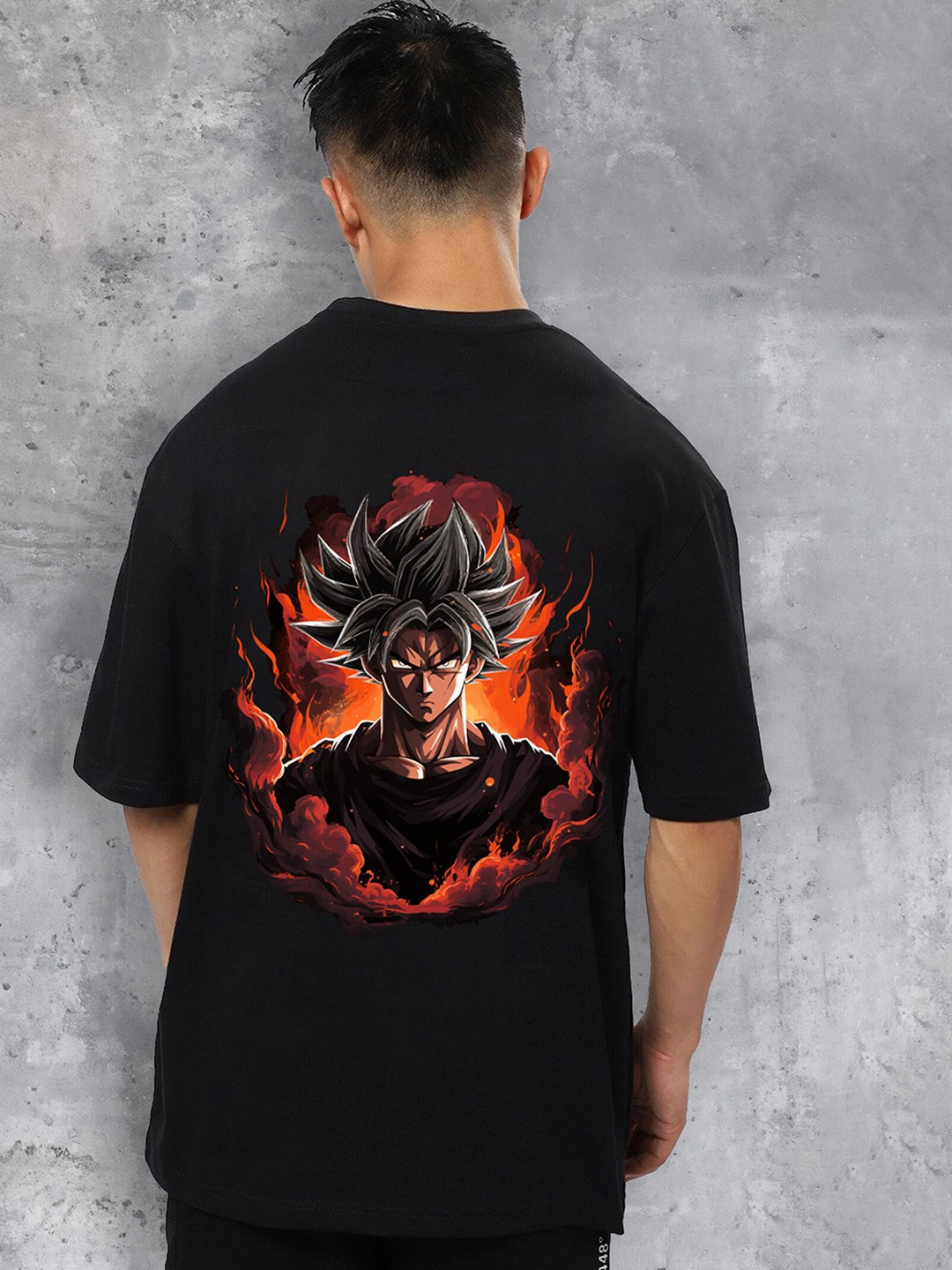 

fanideaz Goku Printed Casual Pure Cotton Oversized T-shirt, Black