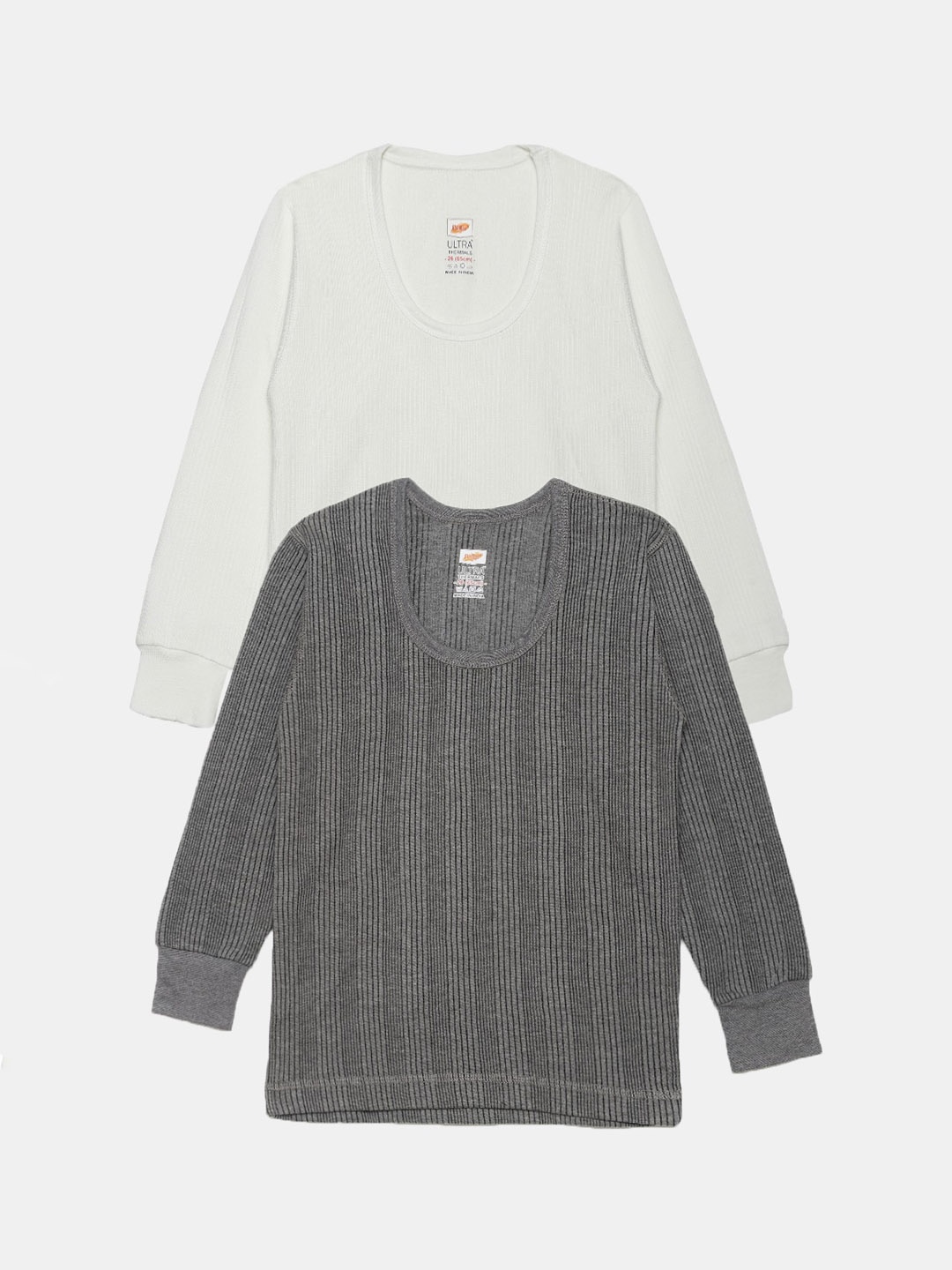 

Dollar Ultra Kids Pack Of 2 Striped Cotton Thermal Tops, Off white