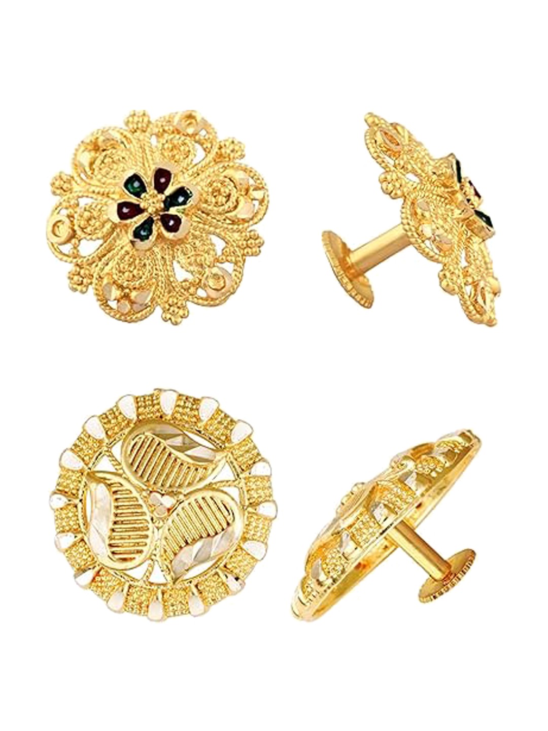

Vighnaharta Set Of 2 Gold-Plated Stud Earrings