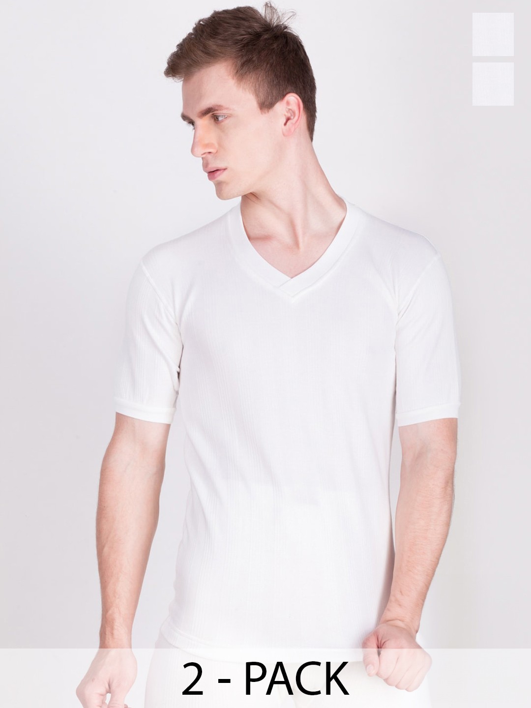 

Dollar Ultra Pack Of 2 V-Neck Cotton Thermal Tops, White