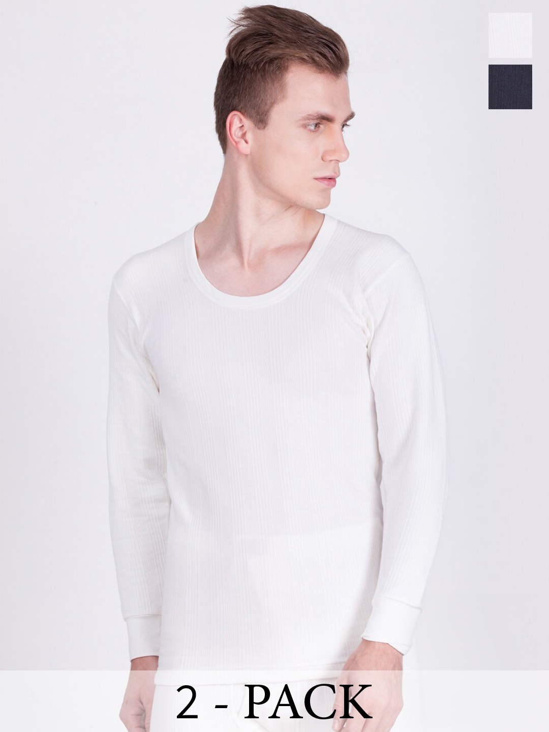 

Dollar Ultra Pack Of 2 Ribbed Cotton Thermal Tops, White