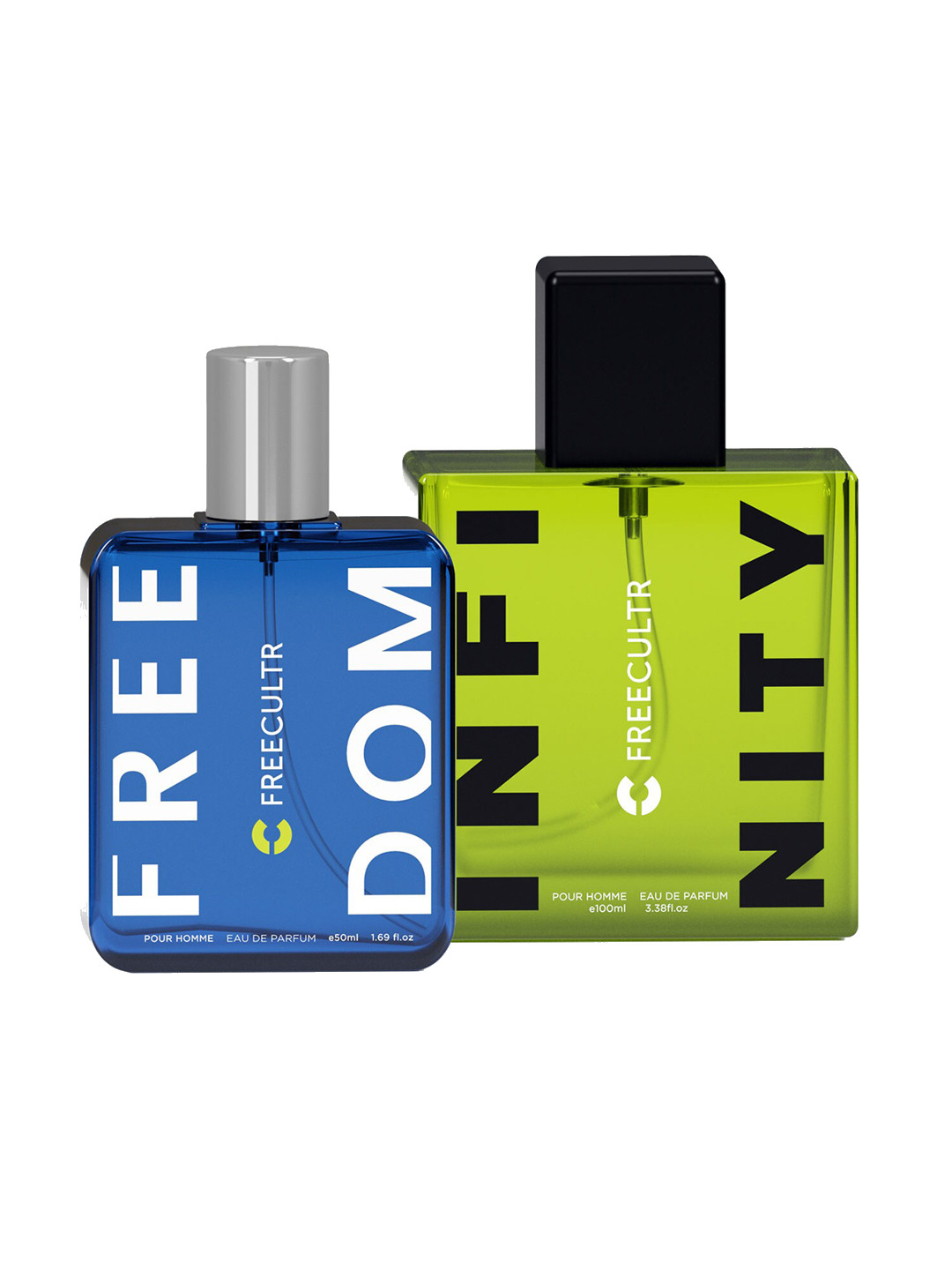 

FREECULTR Men Set of 2 Long Lasting Eau De Parfum - Freedom 50ml & Infinity 100ml, Blue