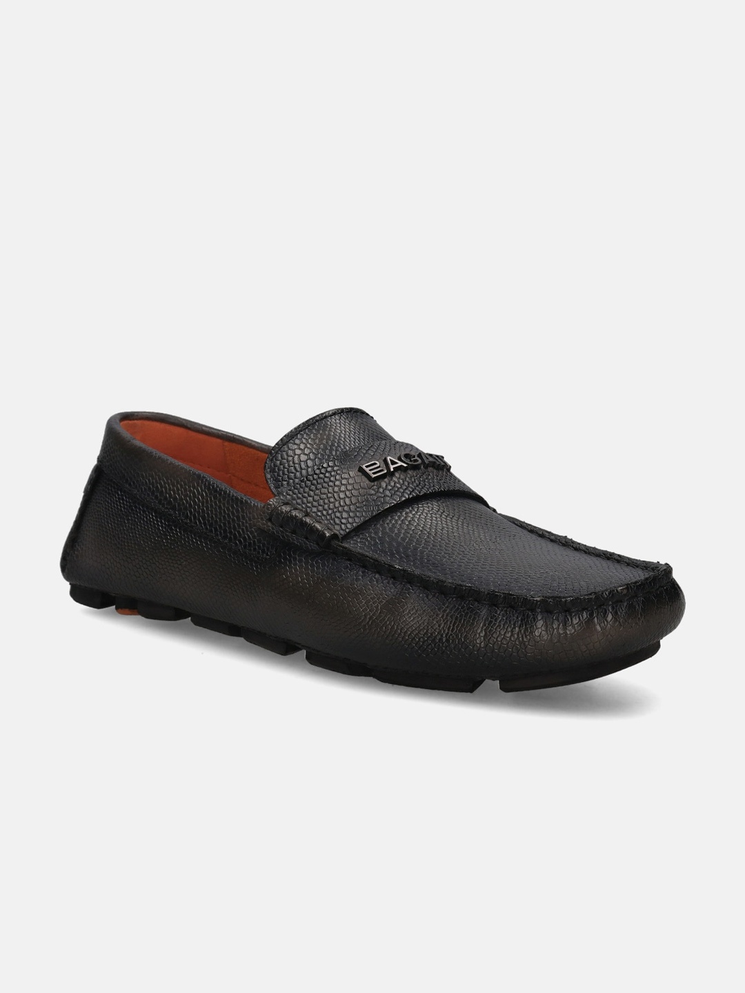 

BAGATT Hexa Men Textured Leather Square Toe Comfort Insole Loafers, Grey