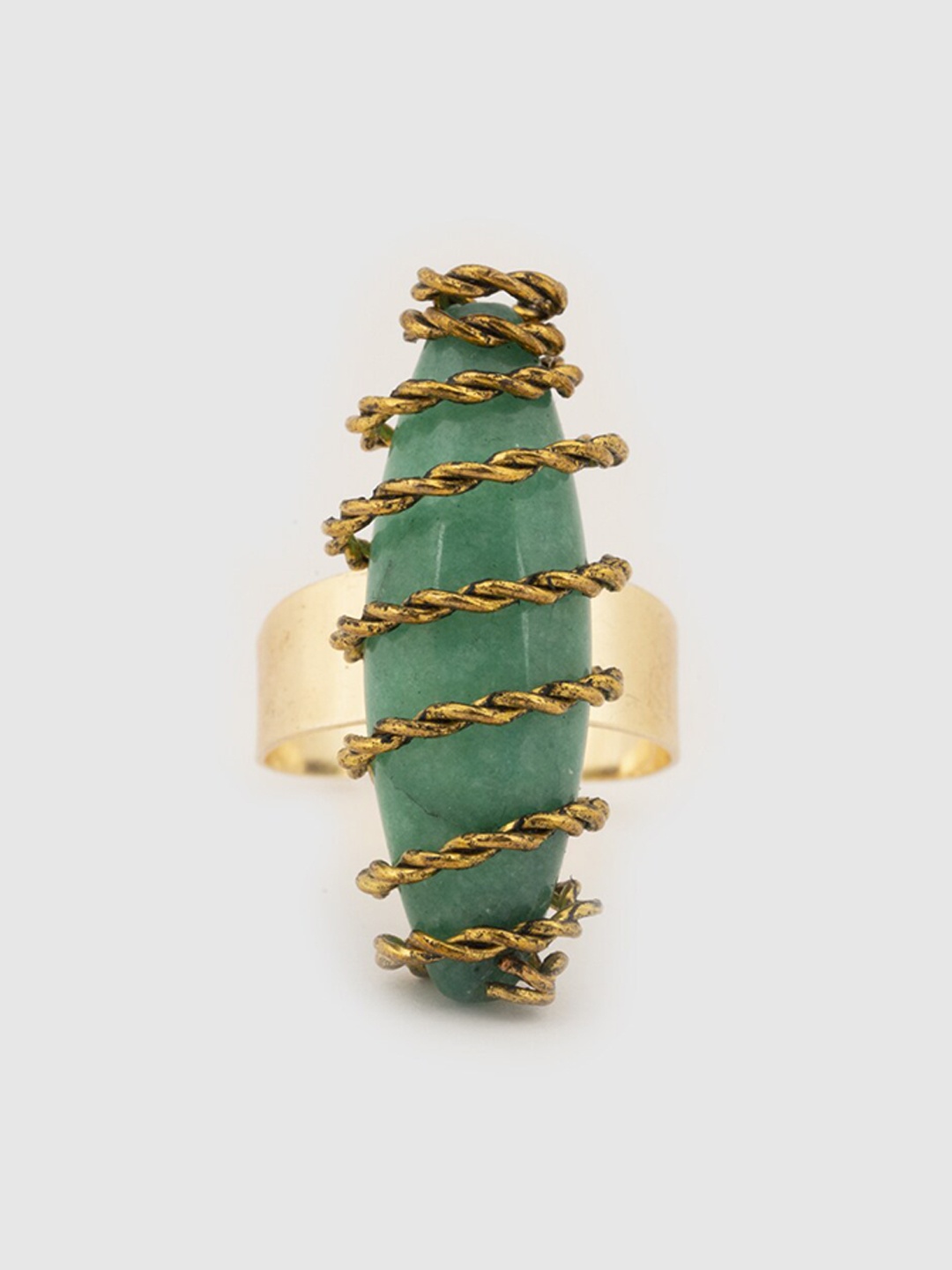 

D'oro Gold-Plated Stone Studded Finger Ring