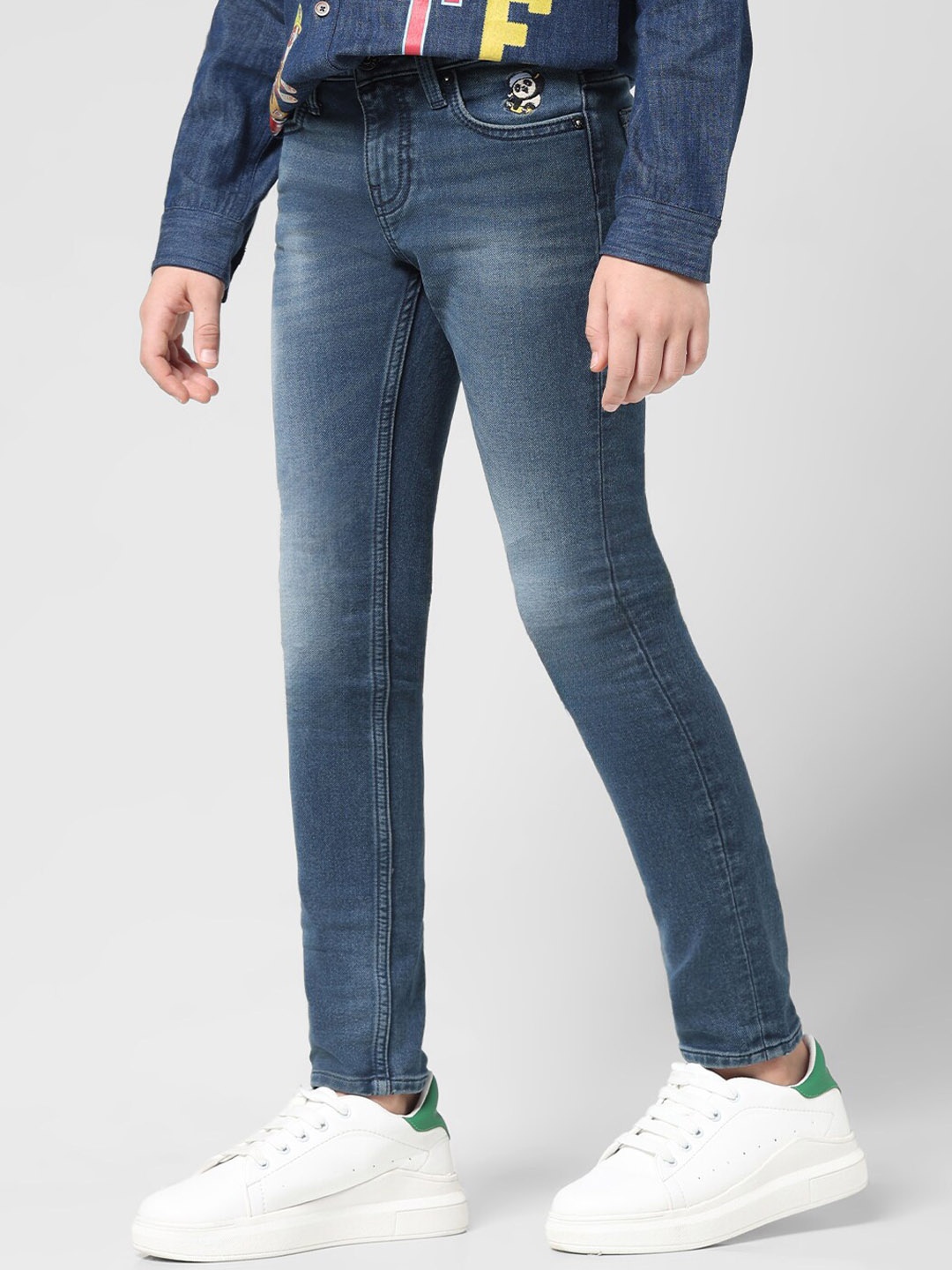 

Jack & Jones Junior Boys Slim Fit Heavy Fade Clean Look Stretchable Jeans, Blue