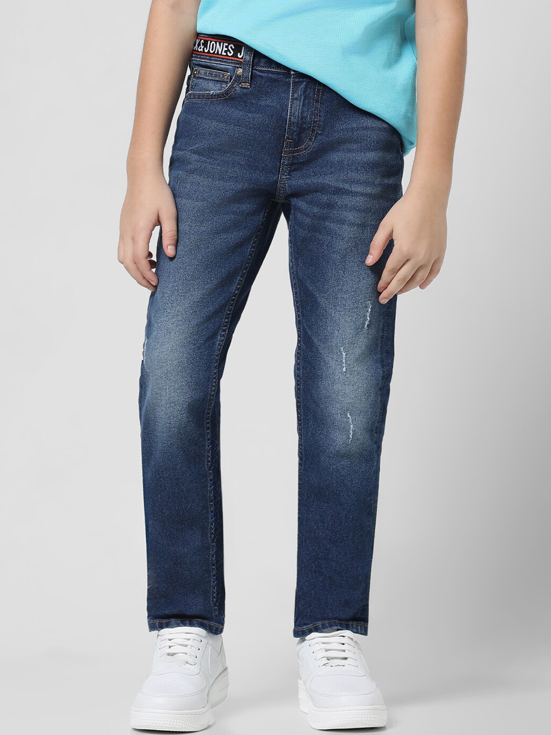 

Jack & Jones Junior Boys Slim Fit Heavy Fade Stretchable Jeans, Blue