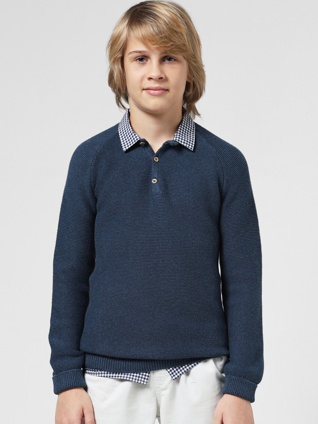 

Jack & Jones Junior Boys Long Sleeves Pure Cotton Pullover, Navy blue