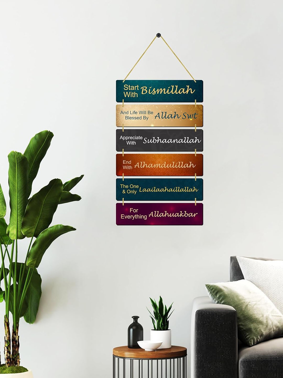 

Kastner Green & Purple MDF Wooden Rectangular Hanging Wall Decor