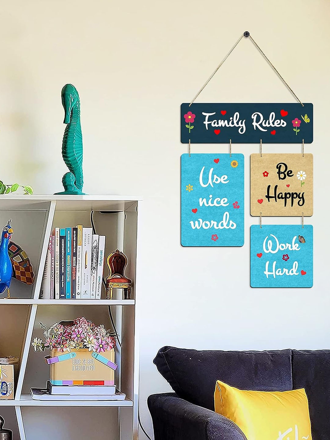 

Kastner Green & Blue MDF Wooden Rectangular Hanging Wall Decor