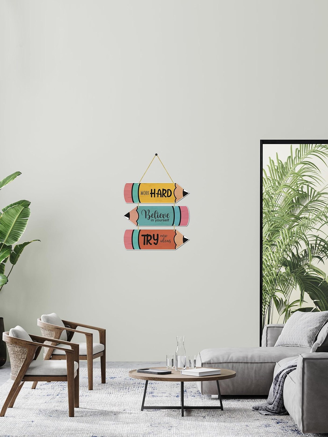

Kastner Yellow & Blue MDF Wooden Decorative Hanging Wall Decor