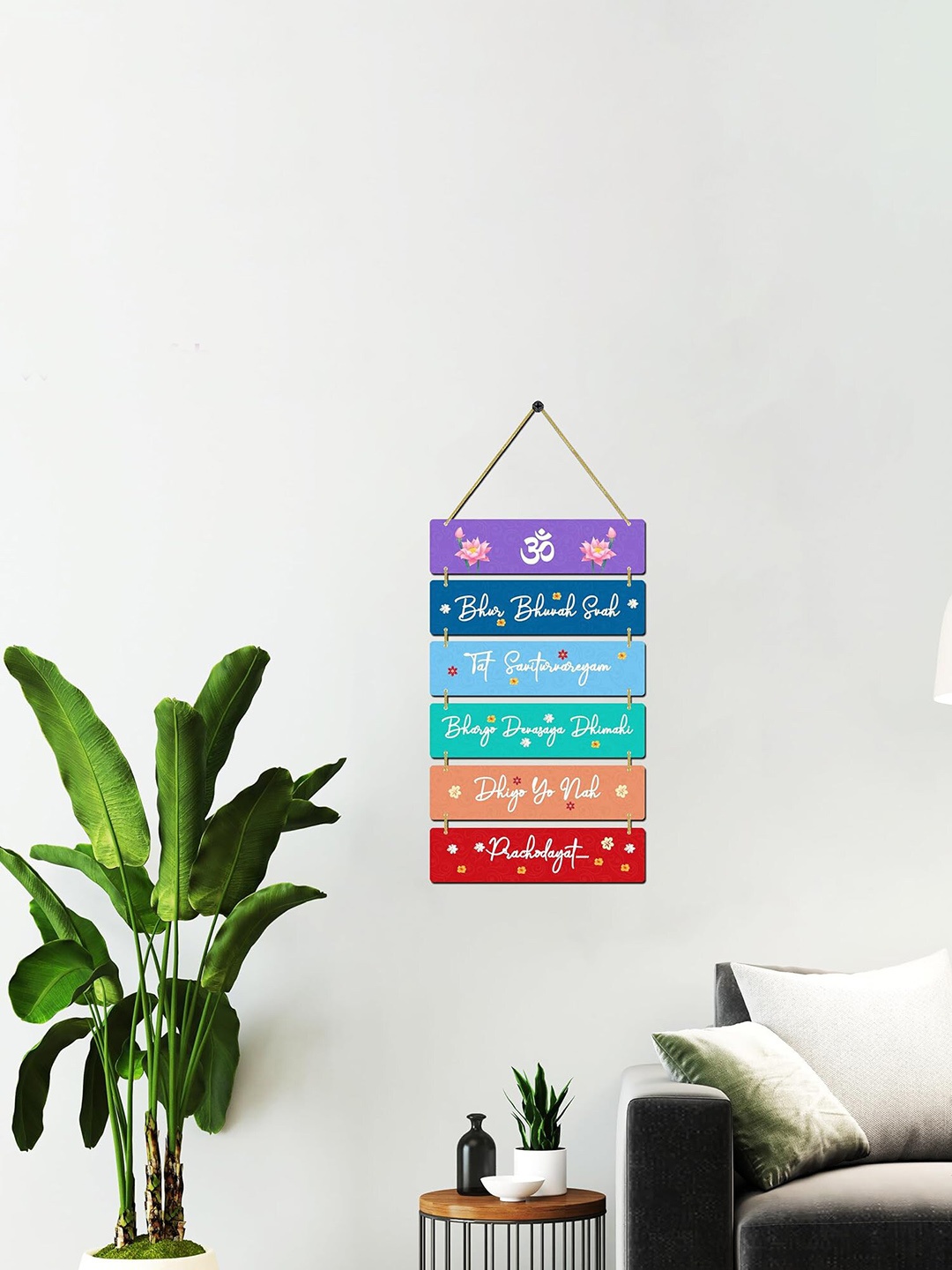 

Kastner Lavender & Blue Printed Wooden Mantra Decorative Wall Hanging