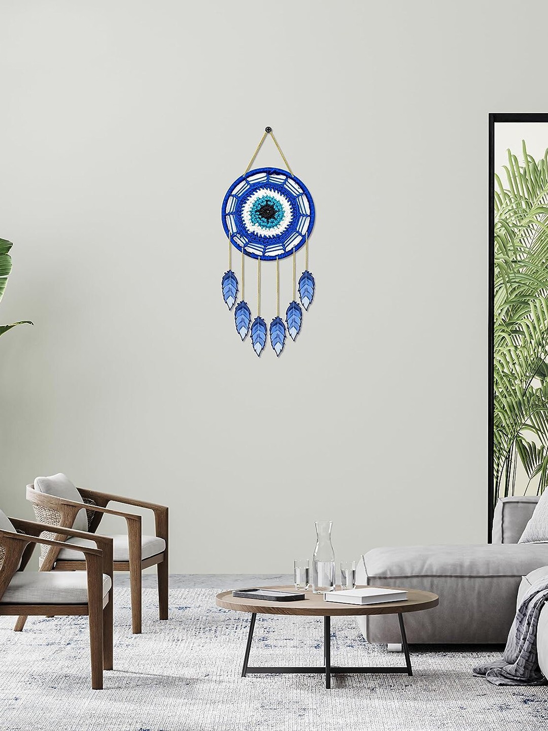 

Kastner Blue Crochet Wooden Evil Eye Decorative Wall Hanging