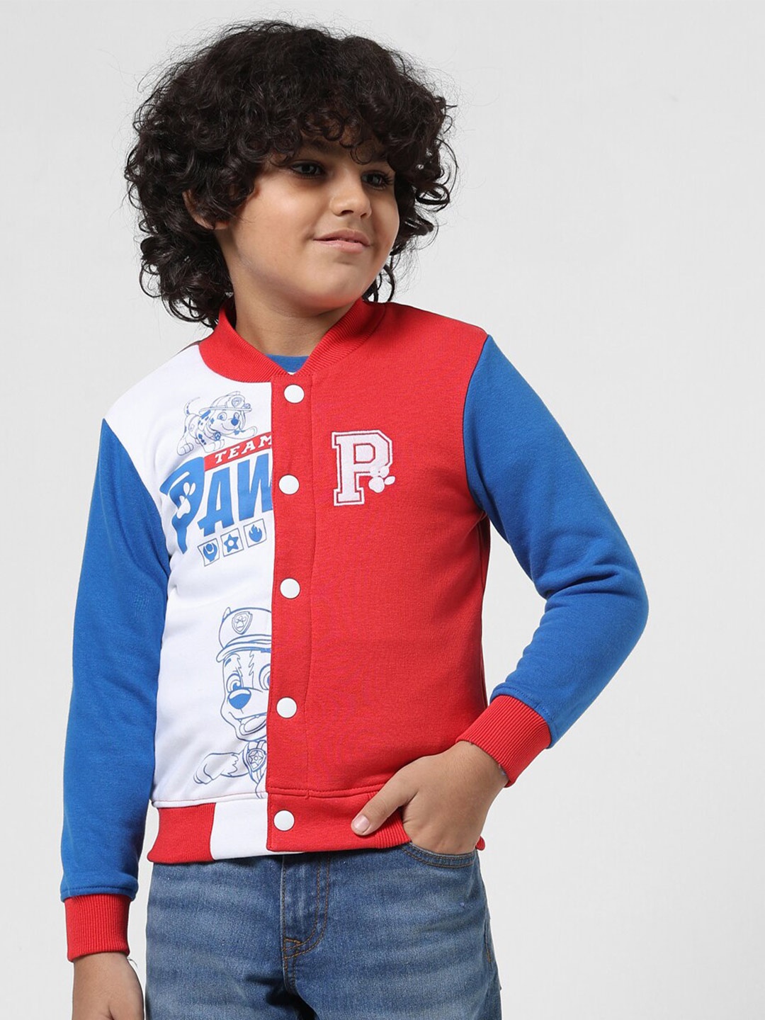 

Jack & Jones Junior Boys Colourblocked Mock Collar Front Open Sweatshirt, Red