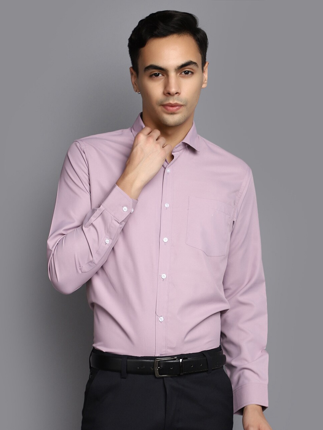 

V-Mart Spread Collar Cotton Formal Shirt, Purple