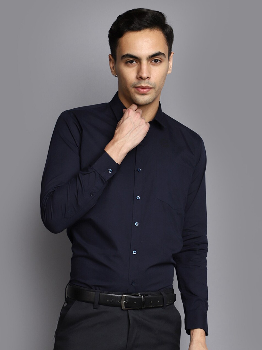 

J White by Vmart Spreac Collar Cotton Formal Shirt, Navy blue