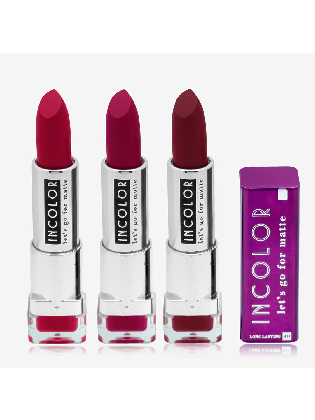 

INCOLOR Let's Go For Matte 3Pcs Long Lasting Lipstick - 3.6g -Rebel-Morange-Cornation, Multi