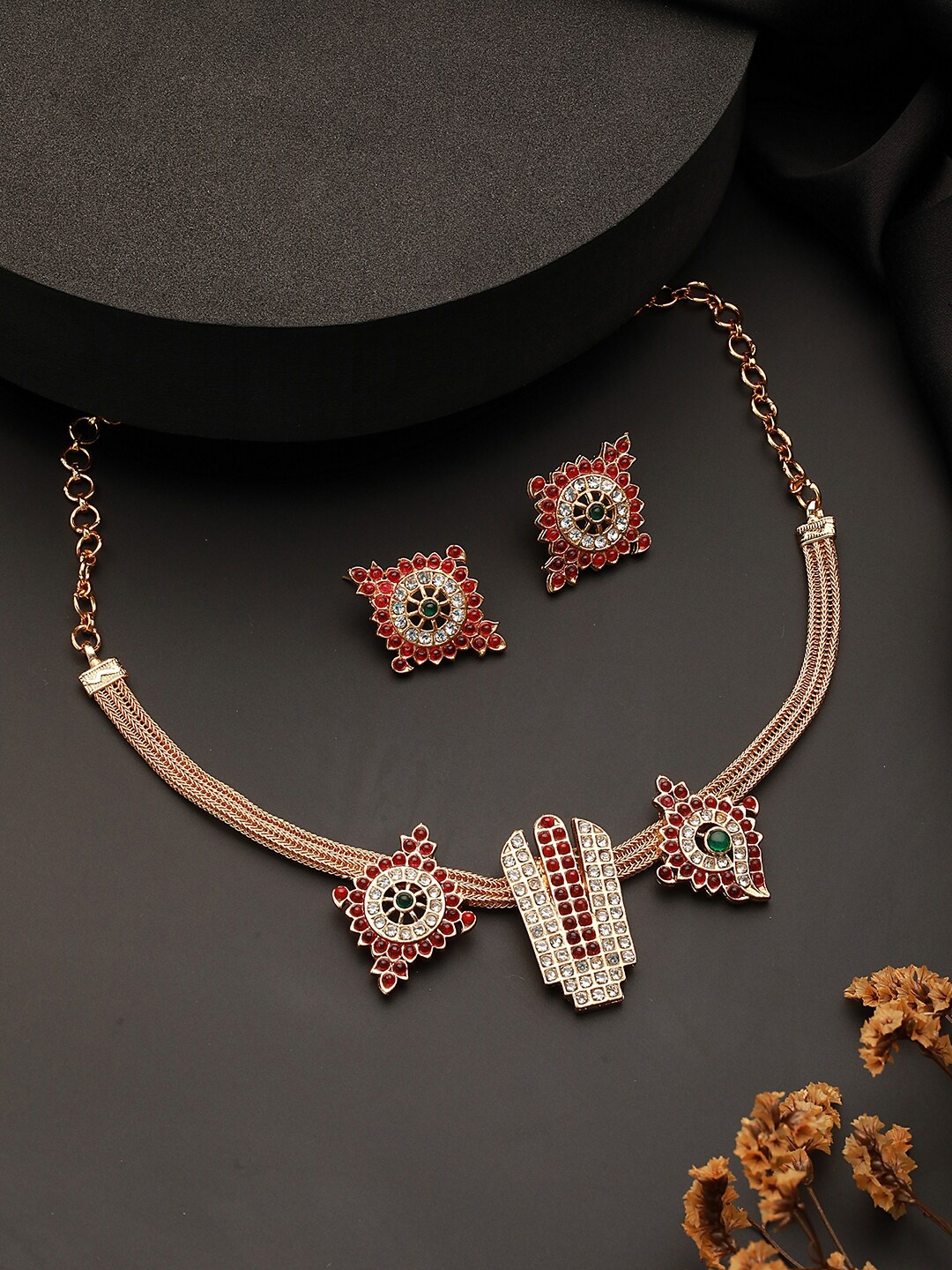 

Saraf RS Jewellery Gold Plated AD Studded Jewellery Set