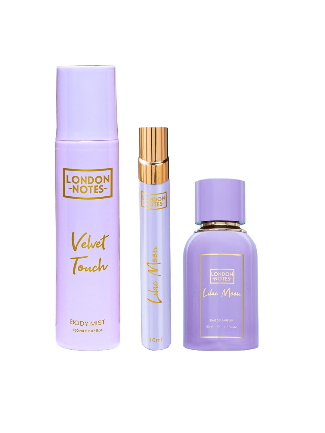 

NewU Set of 3 Women London Notes Body Mist +Mini Perfume+Eau De Parfum - 210ml, Purple