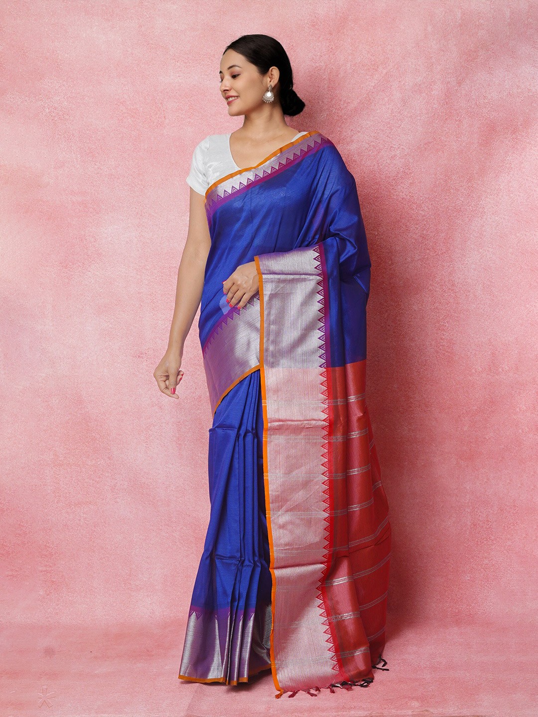 

Unnati Silks Pure Silk Handloom Mangalagiri Saree, Blue