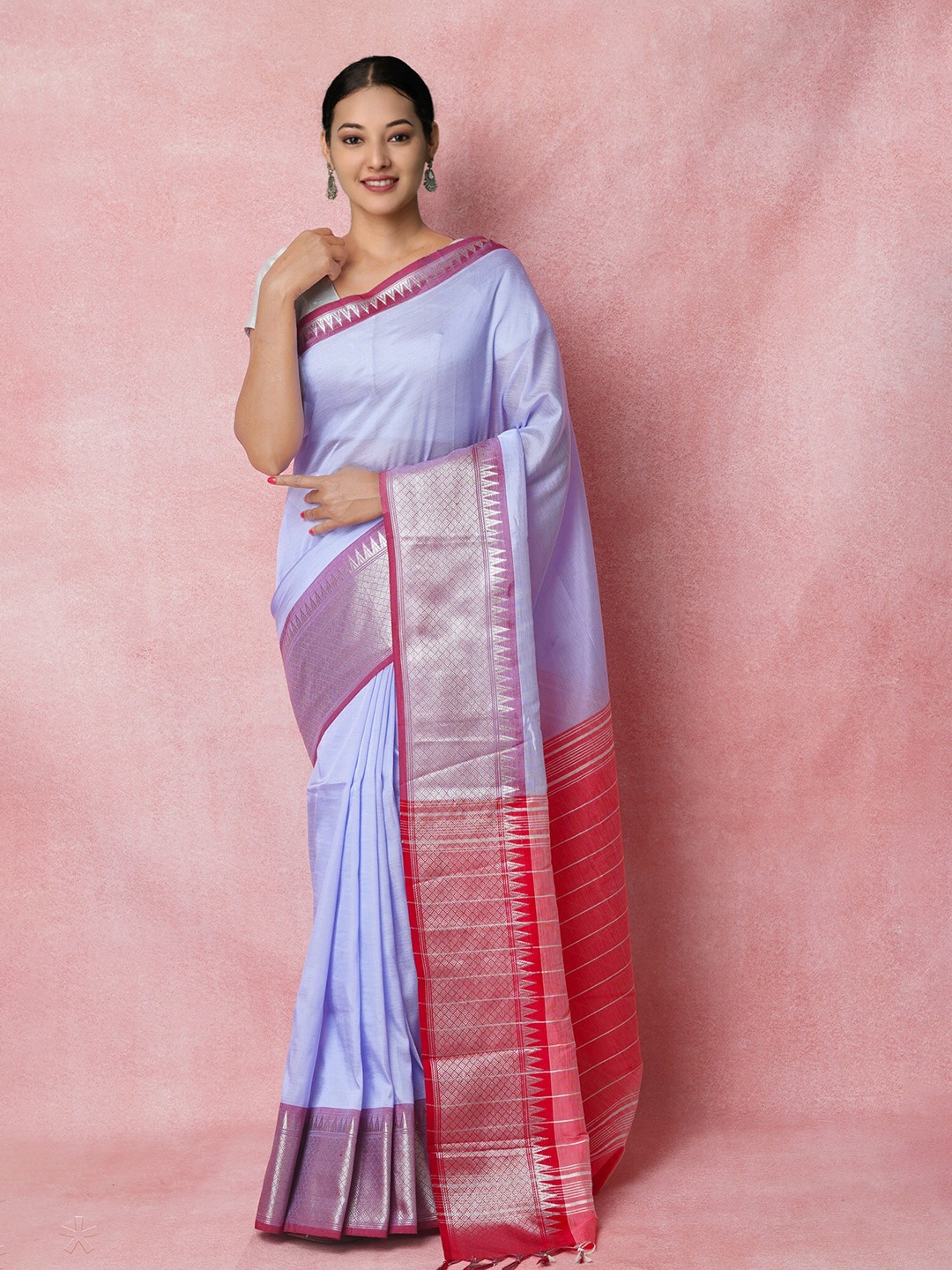 

Unnati Silks Woven Design Pure Silk Handloom Narayan Peth Saree, Lavender