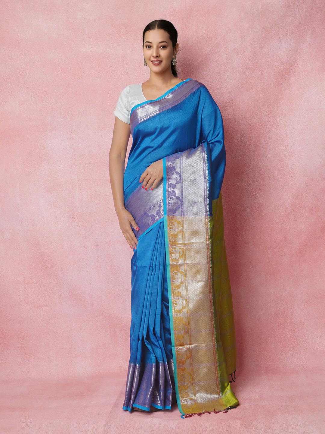 

Unnati Silks Pure Silk Handloom Narayan Peth Saree, Blue