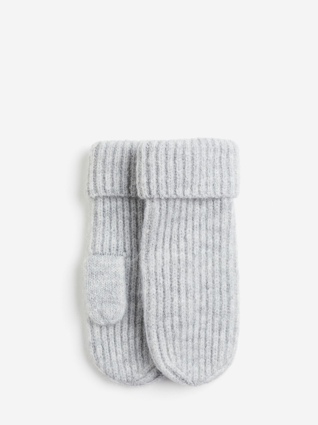 

H&M Women Rib-Knit Mittens, Grey