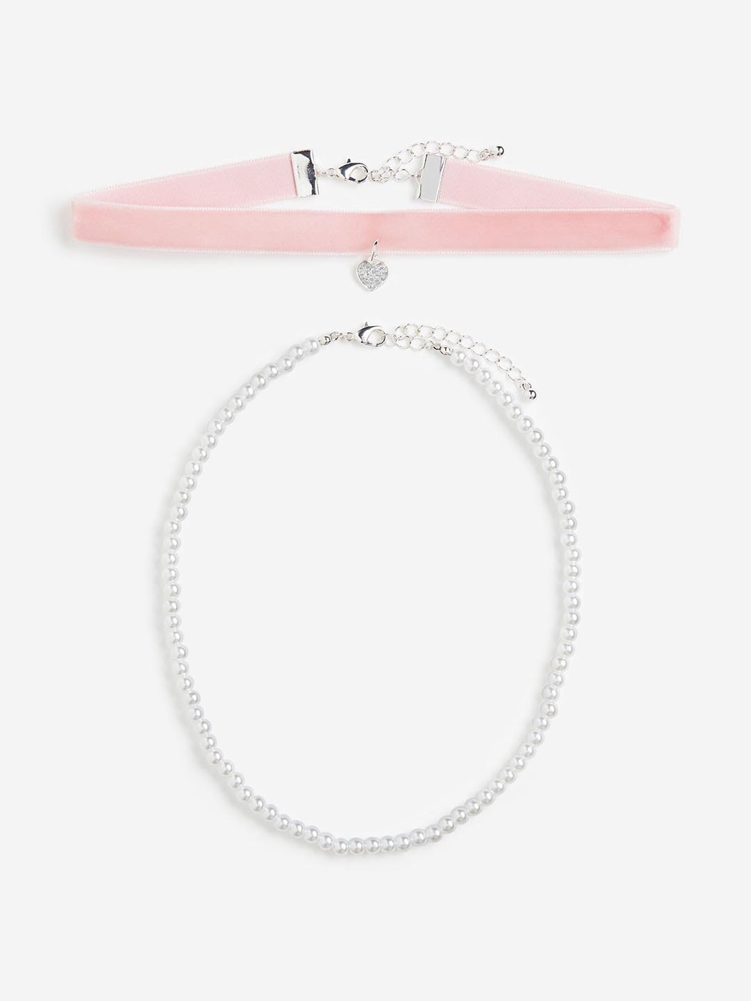 

H&M Girls 2-Pack Short Necklaces, Silver