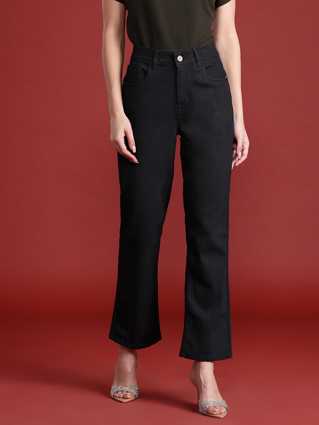 

all about you Women Straight Fit Stretchable Jeans, Black
