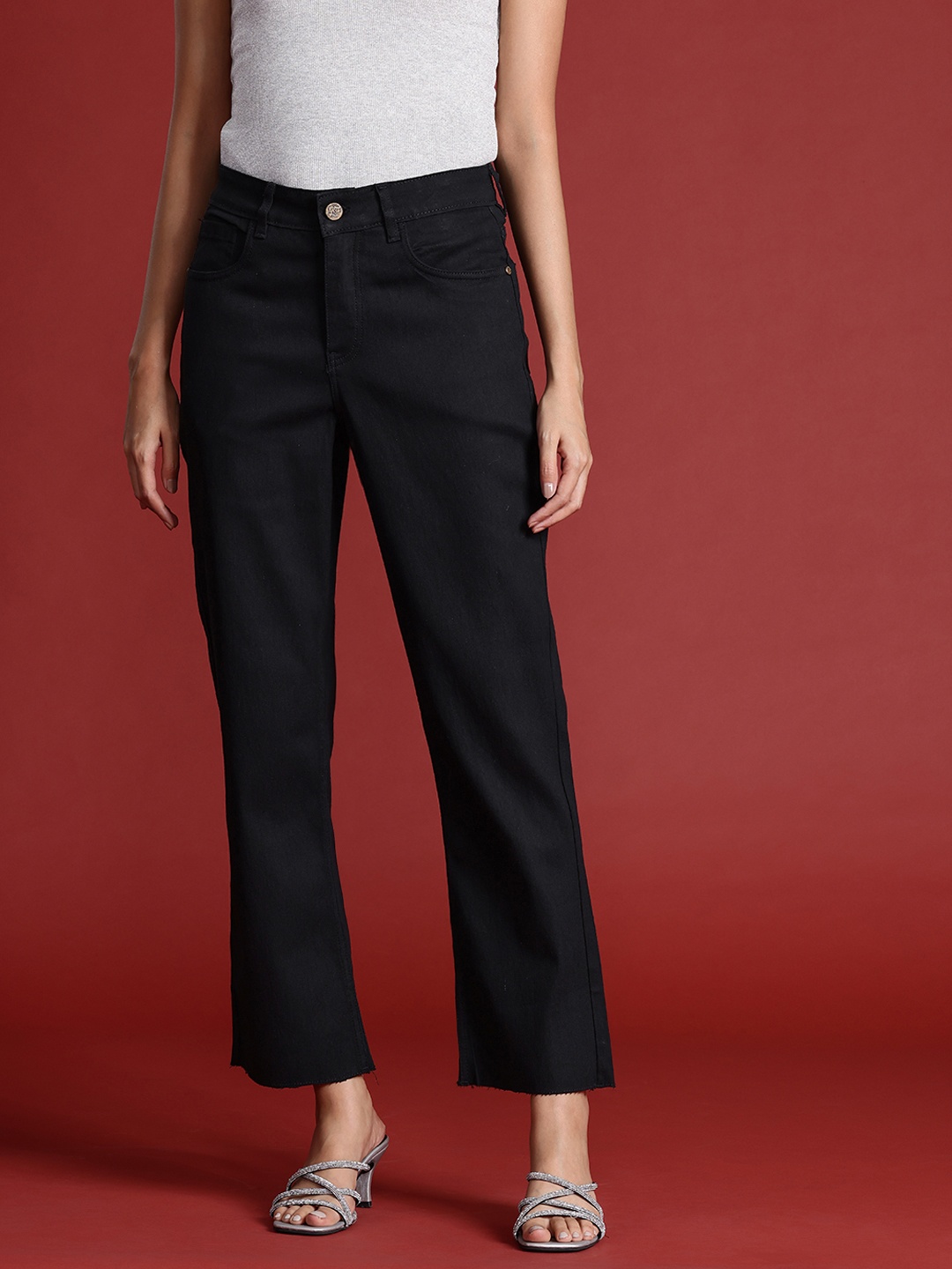 

all about you Women Straight Fit Stretchable Jeans, Black