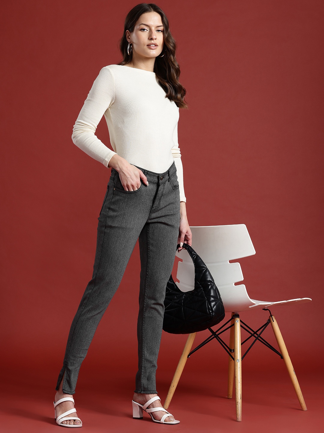 

all about you Women Skinny Fit Stretchable Jeans, Black