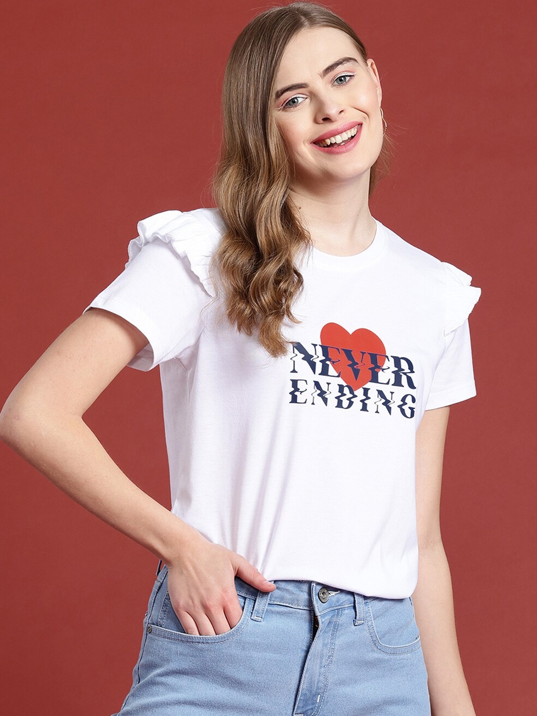 

Mast & Harbour Typography Printed T-shirt, White