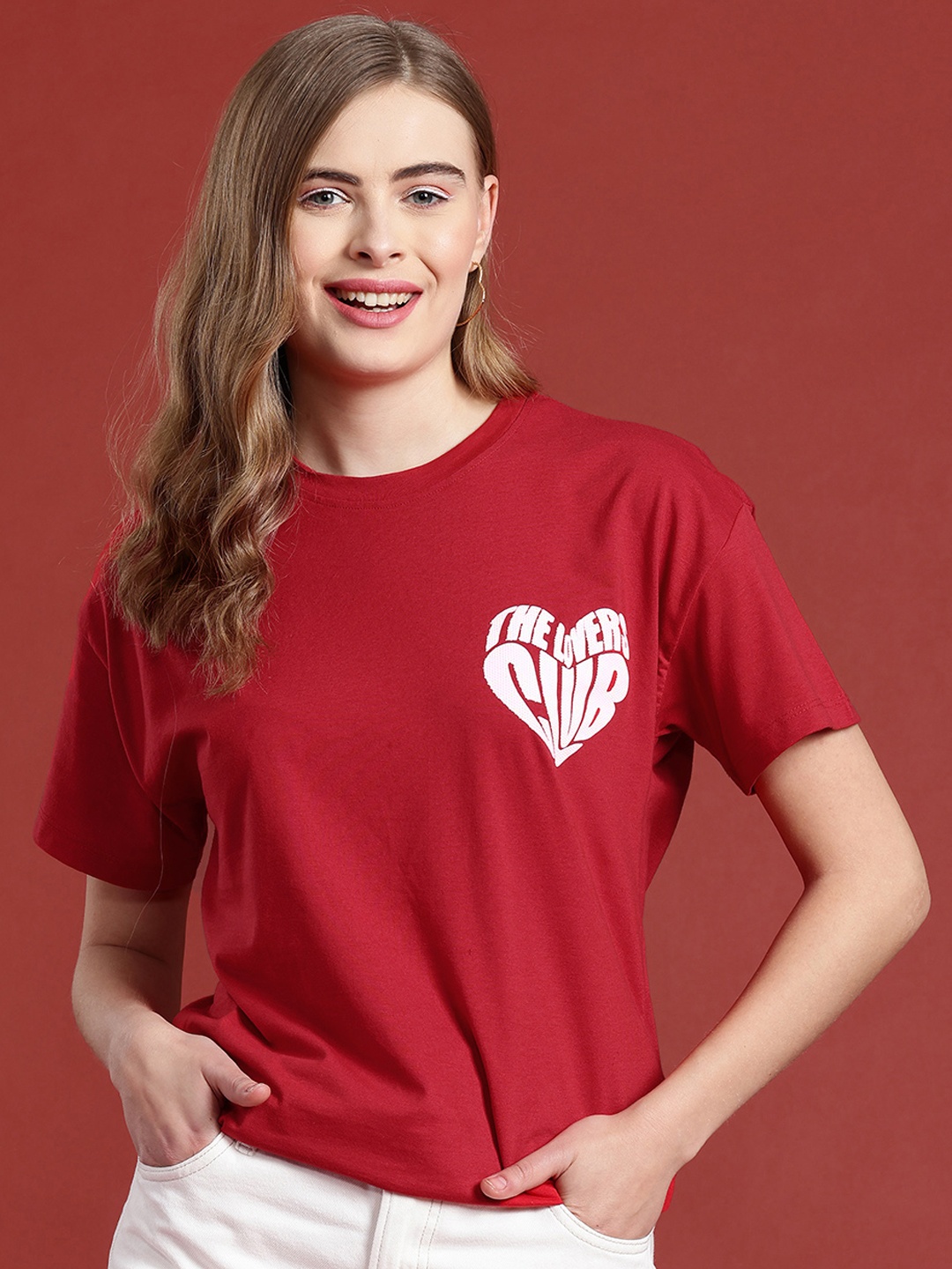 

Mast & Harbour Women Printed T-shirt, Red