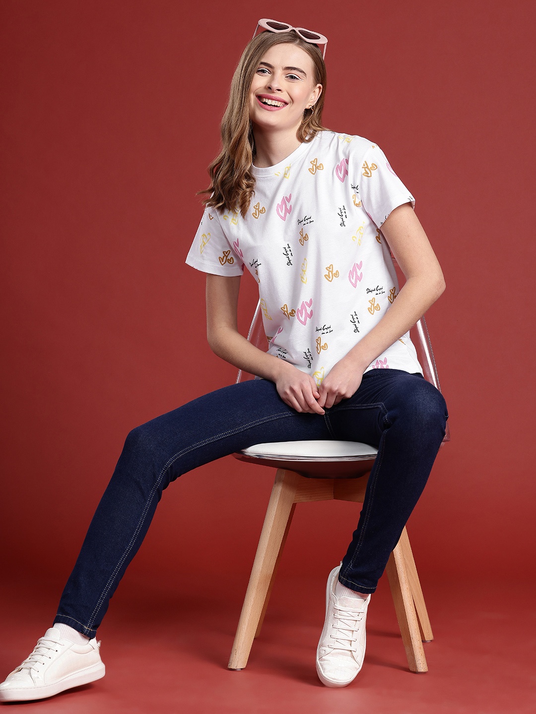

Mast & Harbour Cotton Short Sleeves Printed T-shirt, White