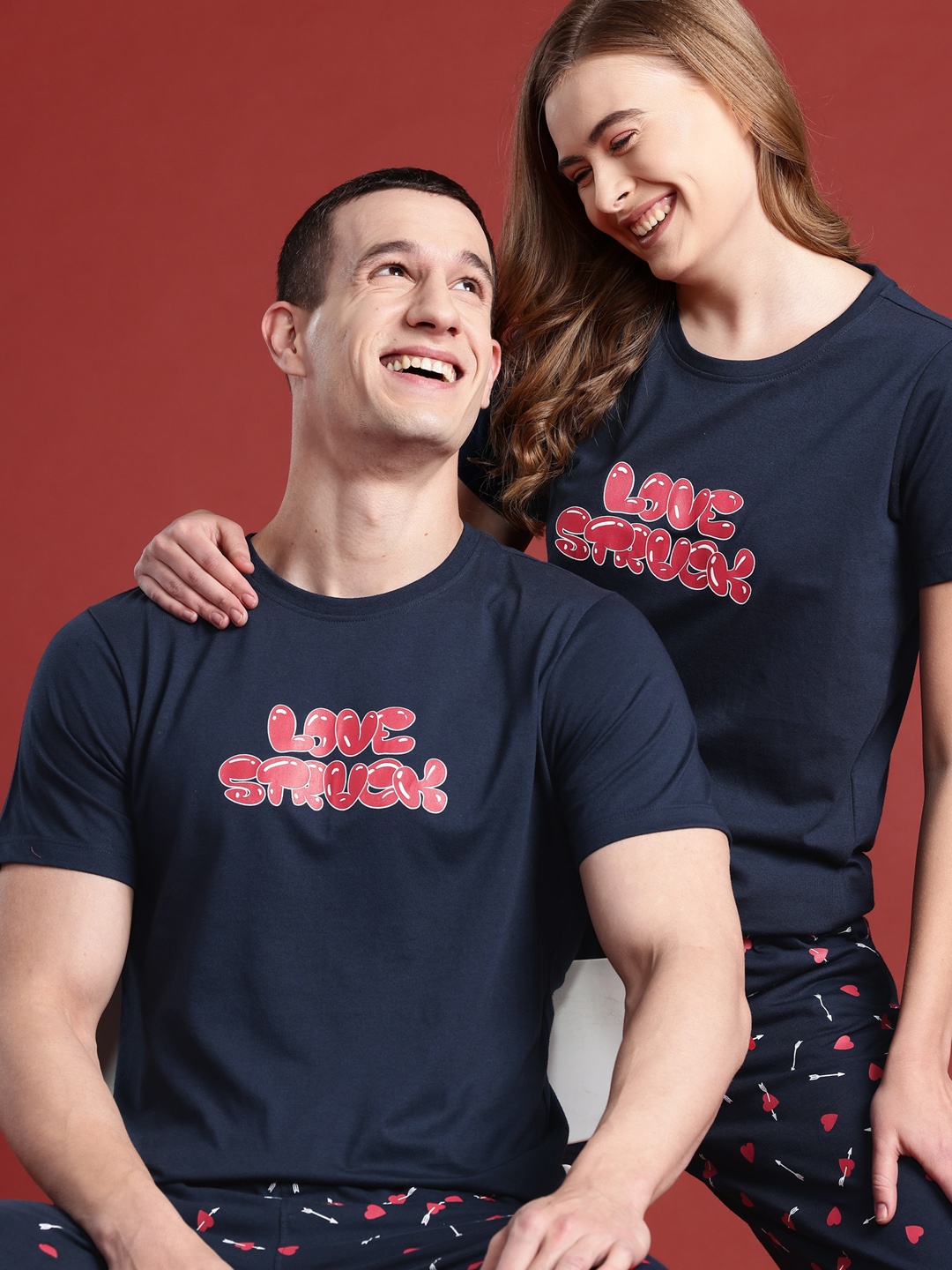

Mast & Harbour Women Printed Pyjama Set, Navy blue