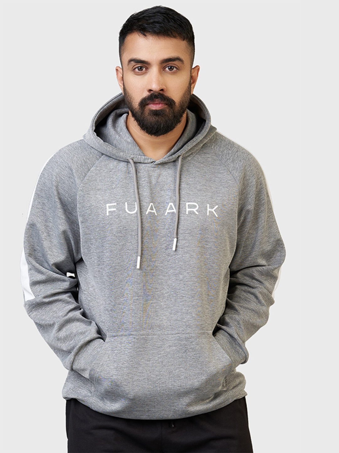 

FUAARK Typographic Printed Anti Odour Hooded Sweatshirt, Grey