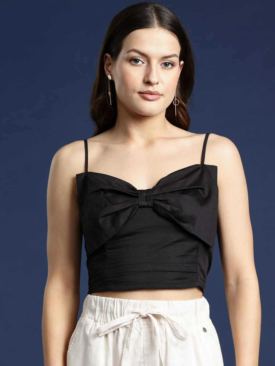 

Mast & Harbour Cotton Crop Top, Black