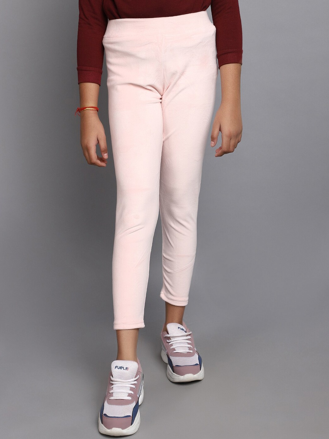 

V-Mart Girls Velvet Ankle Length Leggings, Pink