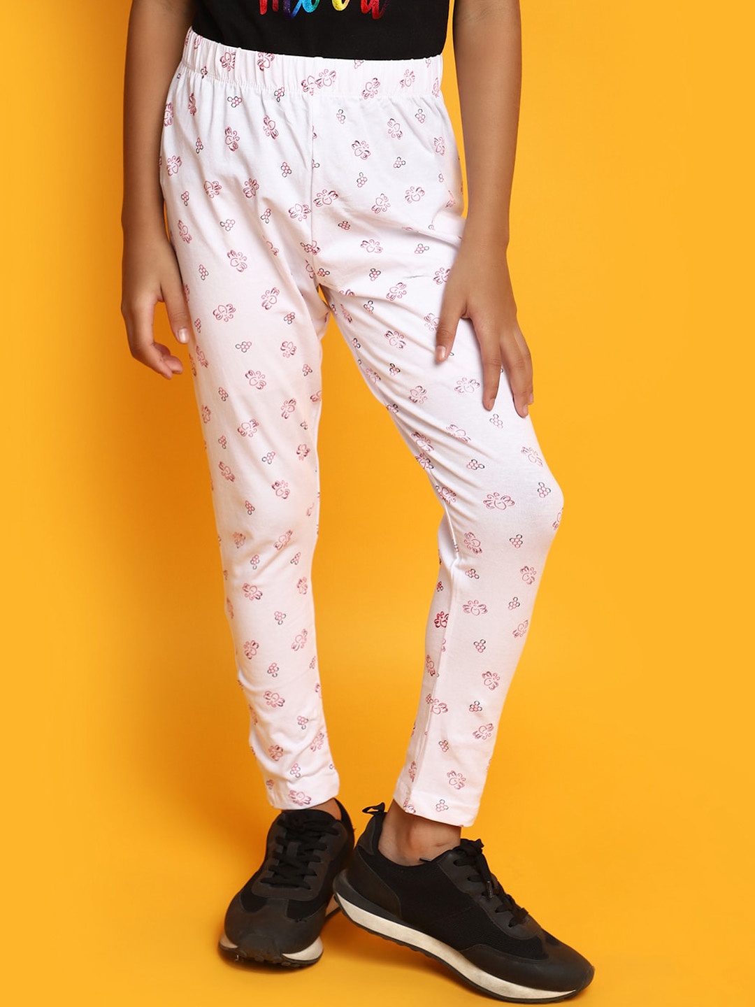

V-Mart Girls Printed Ankle Length Leggings, White
