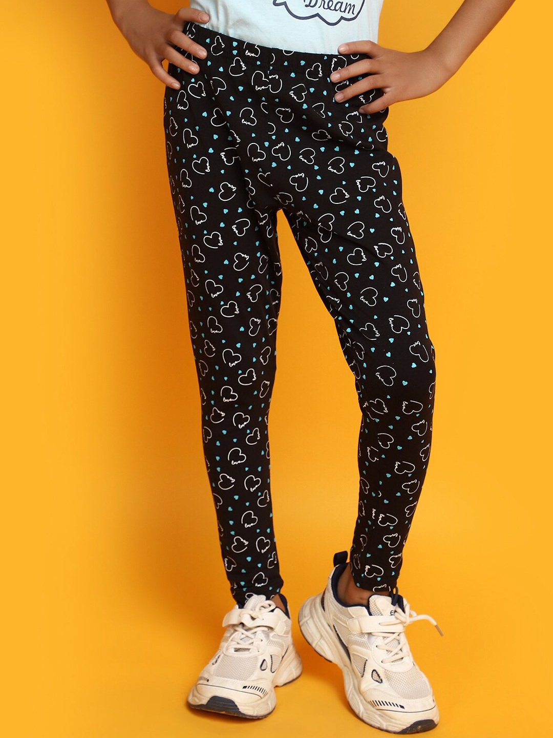 

V-Mart Girls Printed Ankle Length Leggings, Black