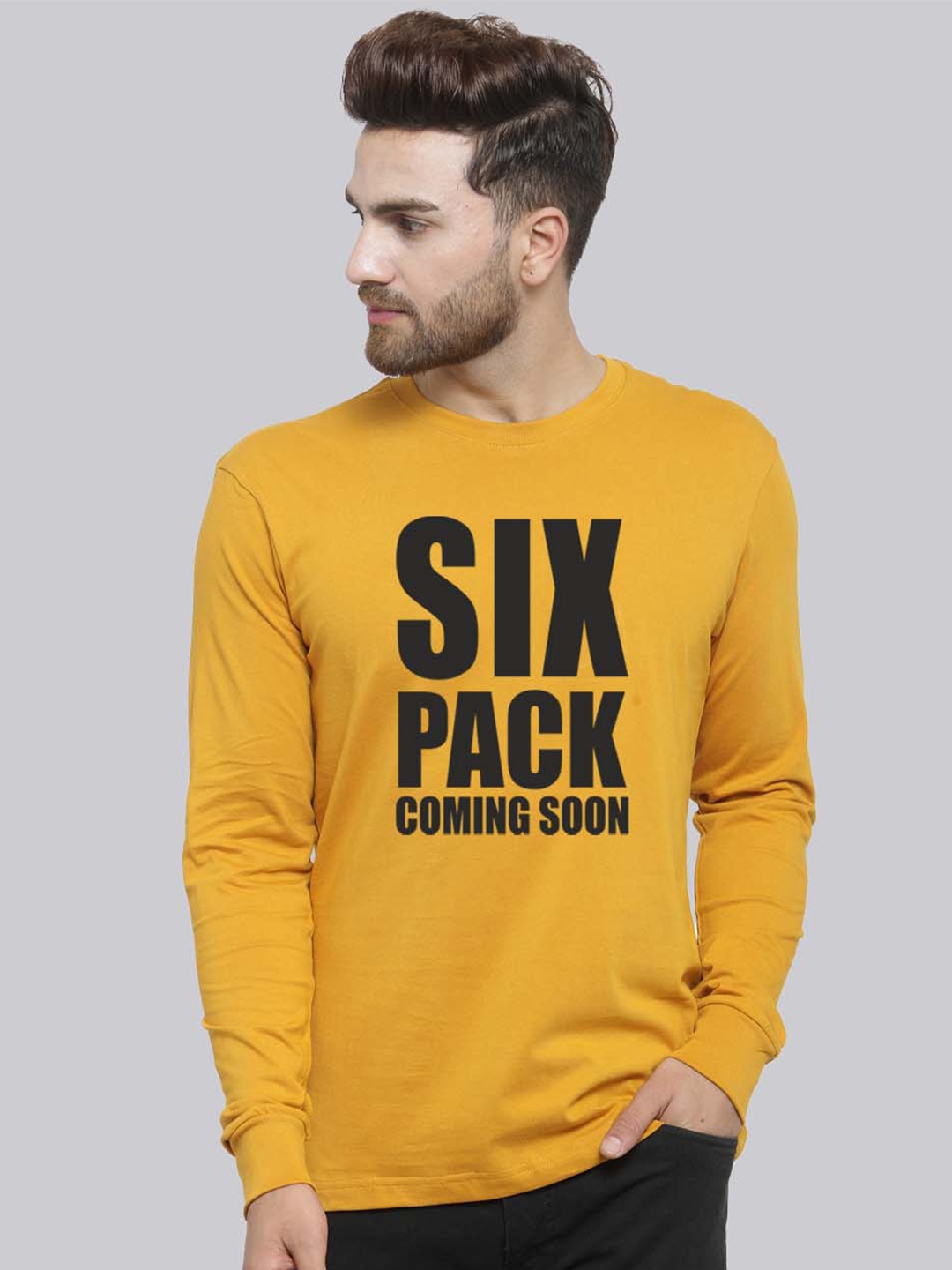 

Friskers Typography Printed Slim Fit Skin Friendly Pure Cotton T-shirt, Mustard