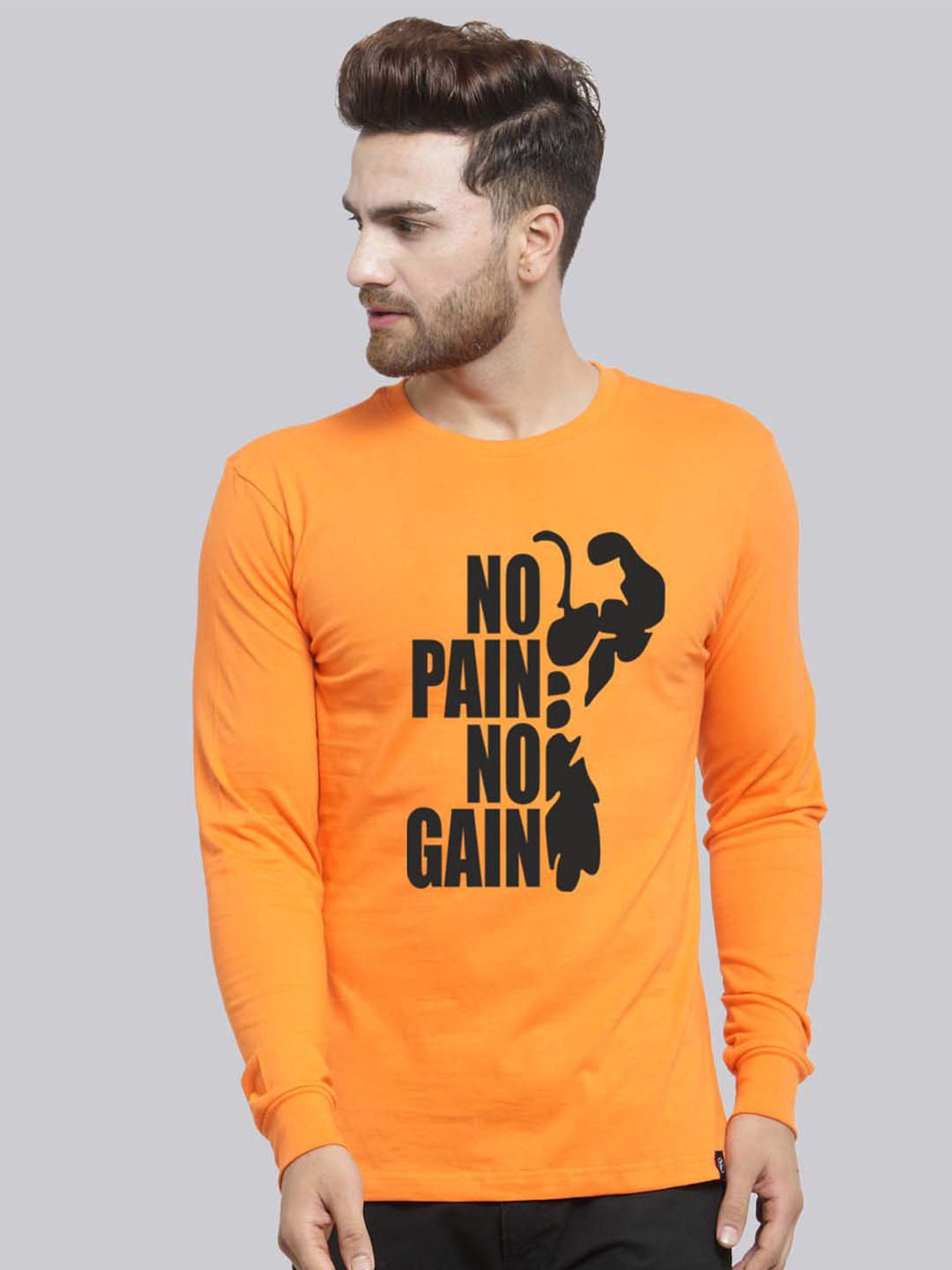 

Friskers Typography Printed Slim Fit Cotton T-shirt, Orange