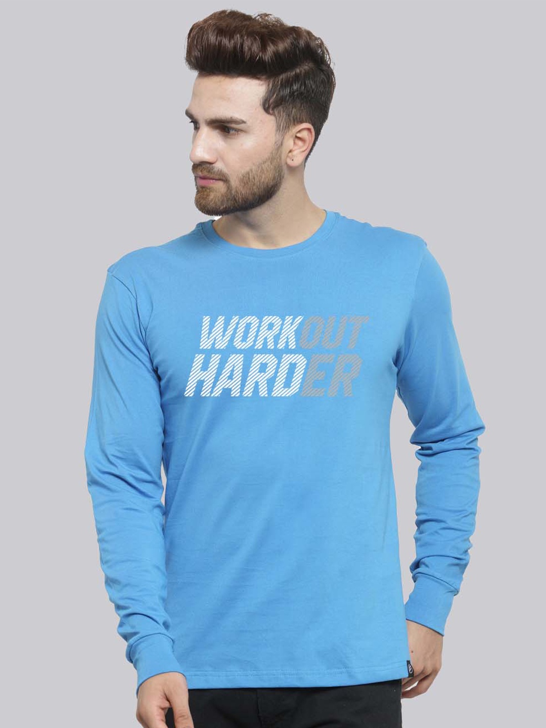 Friskers Typography Printed Slim Fit Cotton T-shirt, Turquoise blue