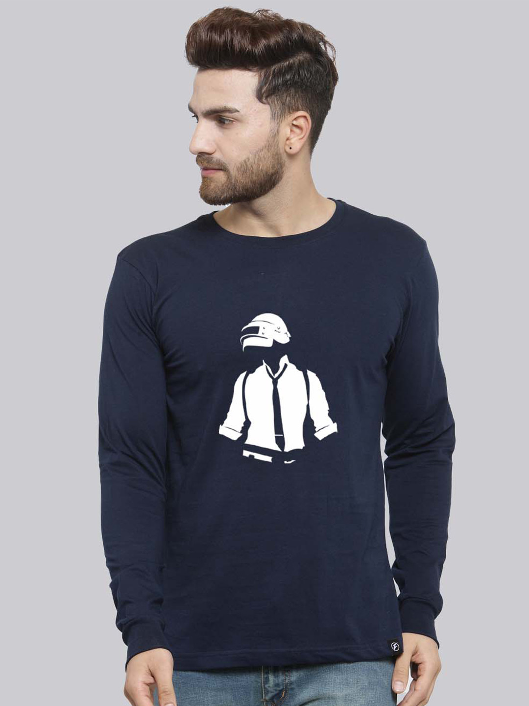 

Friskers Graphic Printed Slim Fit Pure Cotton T-shirt, Navy blue