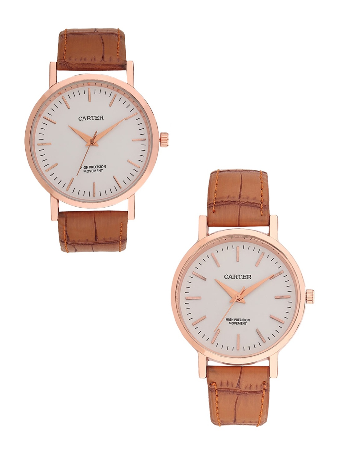 

Sandy D Carter Printed Dial His & Her Watches Sandy D Carter-111PR-BR, Brown