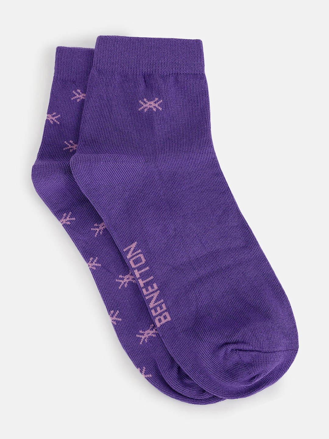 

United Colors of Benetton Kids Pack Of 2 Printed Cotton Calf-Length Socks, Purple